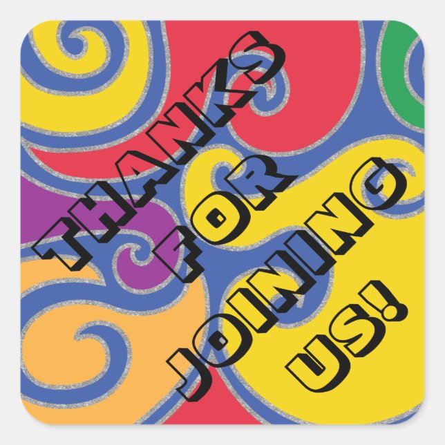 Bar Bat Mitzvah Silvery Swirls Square Pegatina (Anverso)