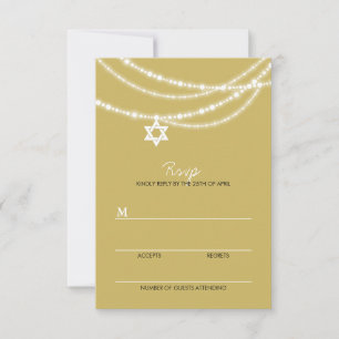 Bar / Bat Mitzvah Sparkles Tarjeta RSVP Star Of Da