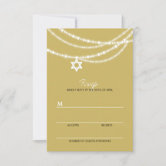 Bar / Bat Mitzvah Sparkles Tarjeta RSVP Star Of Da