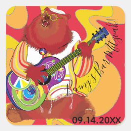 Bar BM o Bat Mitzvah Pegatina Square Singing Bear