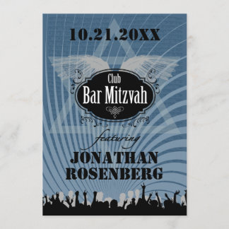Bar Club Mitzvah Navy Blue Invitación