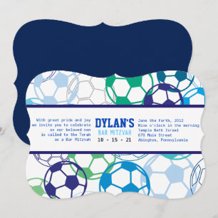 Bar con COLORES DE FÚTBOL Bat Mitzvah Invitación