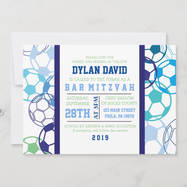 Bar con COLORES DE FÚTBOL Invitación Mitzvah (Anverso)