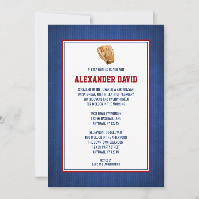 Bar de béisbol Invitaciones a los Azules Rojos Mit (Anverso)