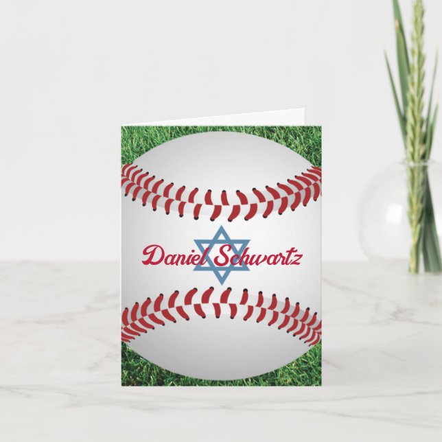 Bar de béisbol Mitzvah Doblado Tarjeta 2 de agrade (Anverso)