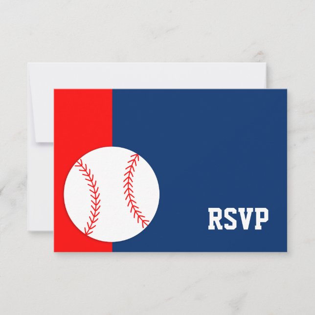 Bar de béisbol rojo Mitzvah RSVP (Anverso)