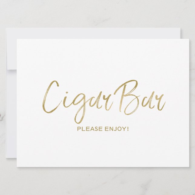 "Bar de cigarros" Letrero de boda | Dorado elegant (Anverso)