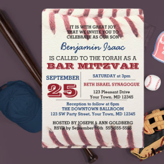 Bar de la mirada del béisbol Invitación Mitzvah