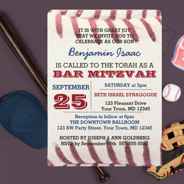 Bar de la mirada del béisbol Invitación Mitzvah (Subido por el creador)