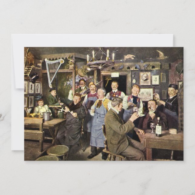 Bar de moda antiguo con gente celebrando, Fiesta (Anverso)