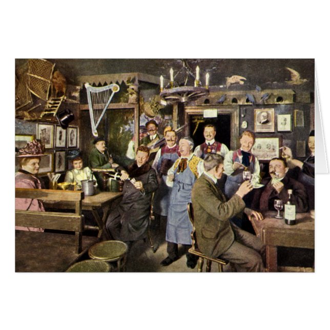 Bar de moda antiguo con gente celebrando, Fiesta (Anverso (Horizontal))