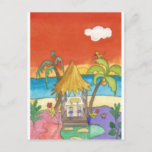 Bar de playa con postal Sunset