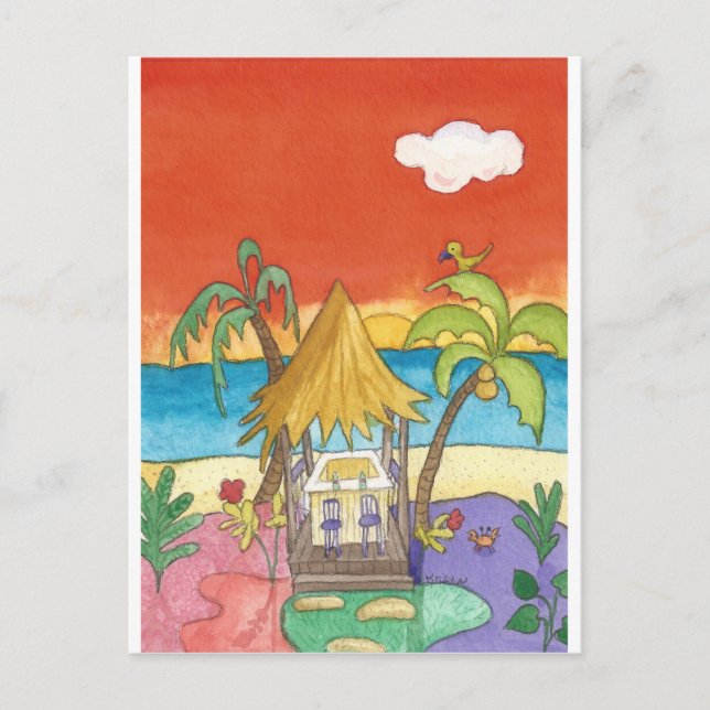 Bar de playa con postal Sunset (Anverso)