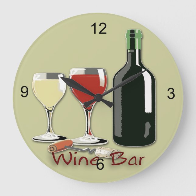 Bar de vinos - reloj de pared redondo del vino (Anverso)