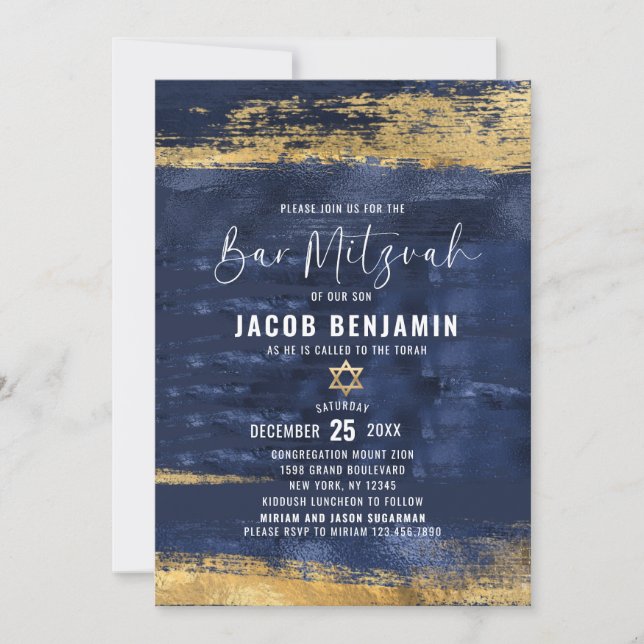 Bar elegante moderno Invitación Mitzvah (Anverso)