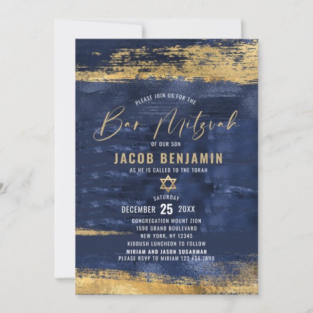 Bar elegante moderno Invitación Mitzvah (Anverso)