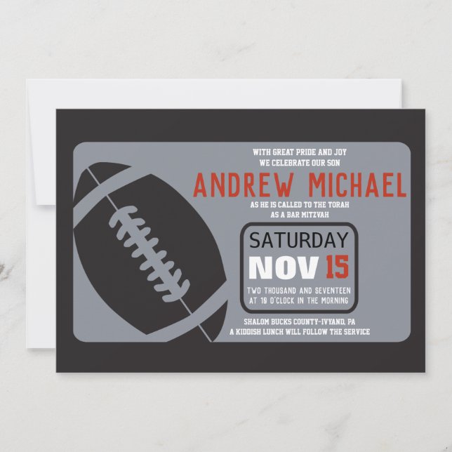 Bar FOOTBALL Invitación Mitzvah (Anverso)