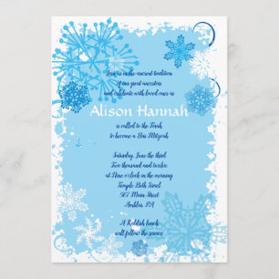Bar FROZEN SNOWFLAKES Bat Mitzvah Invitación