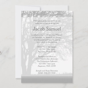 Bar Gray Tree of Life Invitaciones Mitzvah