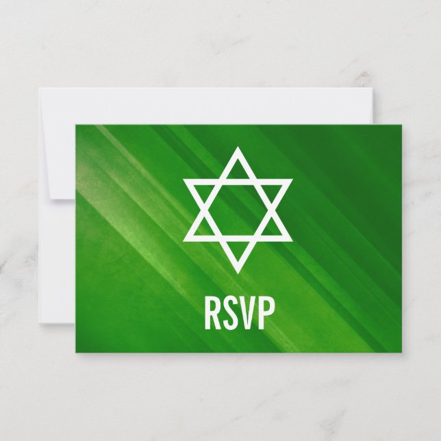 Bar Grunge verde moderno Mitzvah RSVP (Anverso)