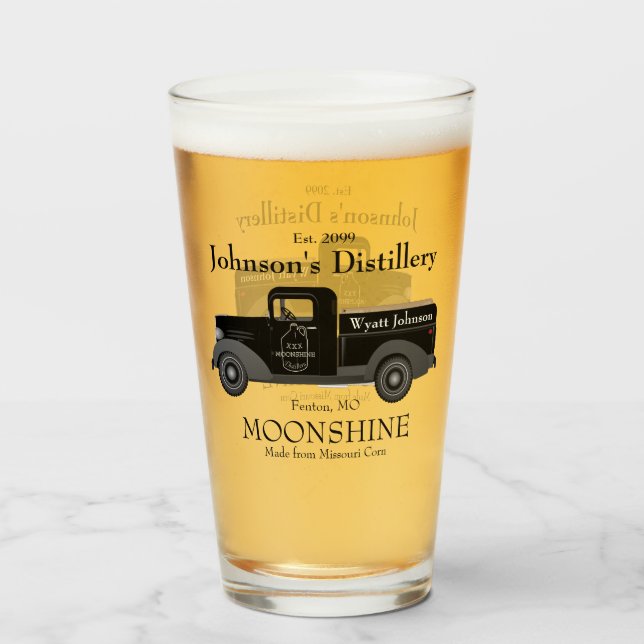 Bar Hogar Fun Moonshine Pint Beer Glinkware (Anverso (lleno))