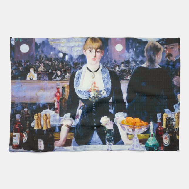 Bar Manet en la toalla de cocina de Folies Bergere (Horizontal)