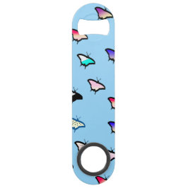 Bar Mariposas de la pendiente en el abrebotellas azul