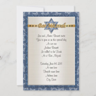 Bar Mitvah invitación azul formal