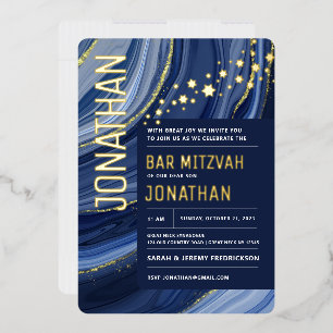 Bar Mitzvah Agate Marble REAL Invitación al Reliev
