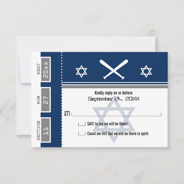 Bar Mitzvah Béisbol Ticket RSVP (Anverso)