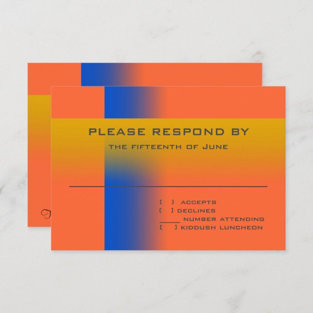 Bar Mitzvah Blue y Gold Contemporáneo RSVP (Anverso / Reverso)
