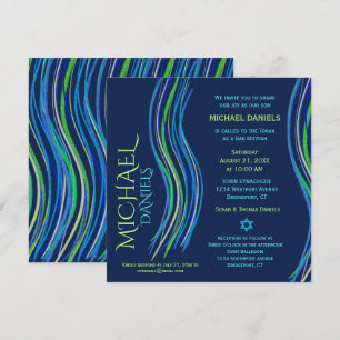 Bar Mitzvah Blue y Green Prayer Shawl Invitación