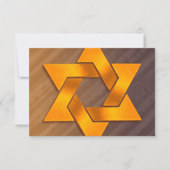 Bar Mitzvah Brown y estrella Naranja de David RSVP (Anverso)