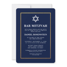 Bar Mitzvah Elegante Invitación Azul y Oro