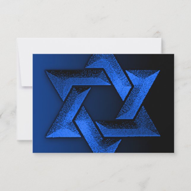Bar Mitzvah Estrella negra y azul de David RSVP (Anverso)