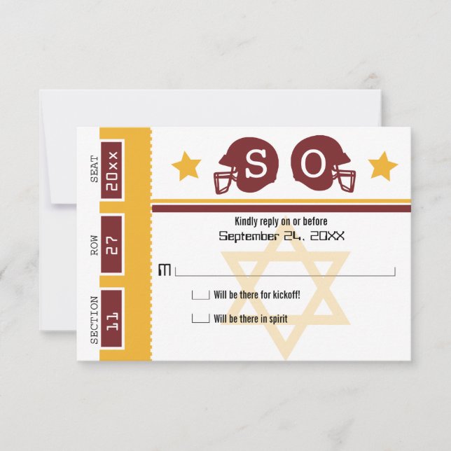 Bar Mitzvah Football Ticket RSVP (Anverso)