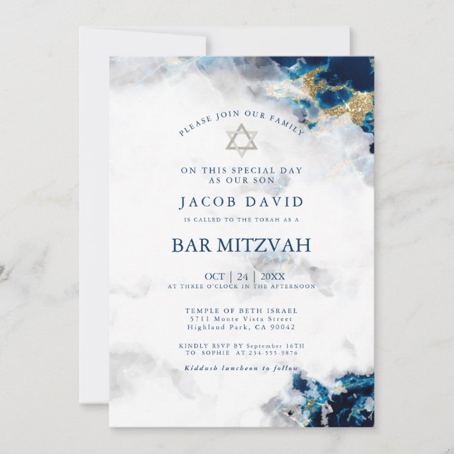Bar Mitzvah | Geodo 2 de la acuarela azul zafiro (Anverso)