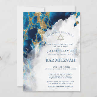 Bar Mitzvah | Geodo de acuarela de zafiro azul