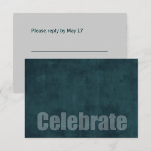Bar Mitzvah Grunge Tarjeta RSVP Verde azulada