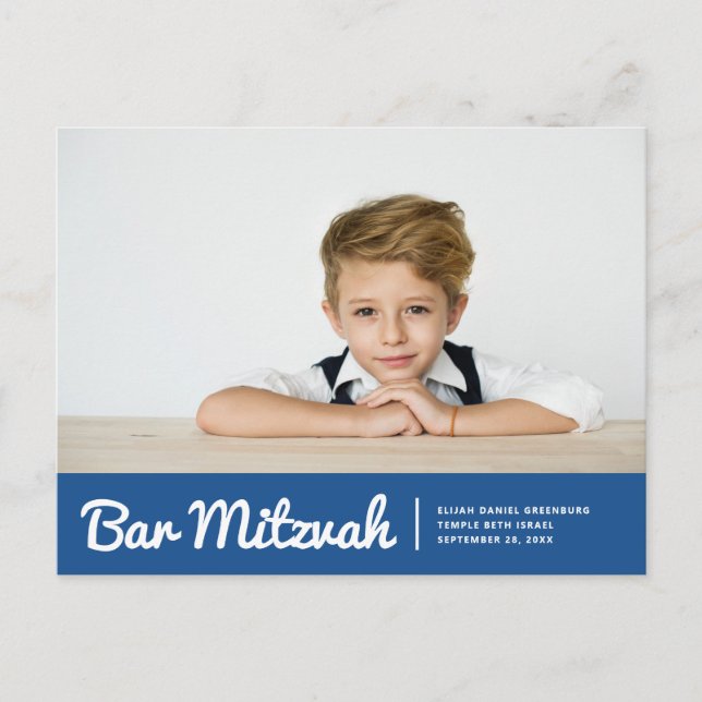 Bar Mitzvah Invitación a la fotografía Personaliza (Anverso)