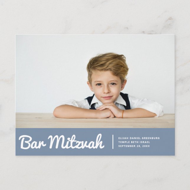 Bar Mitzvah Invitación a la fotografía Personaliza (Anverso)