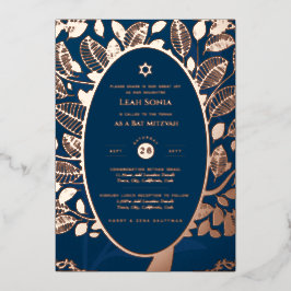 Bar Mitzvah Invitación Árbol de RELIEVE METALIZADO