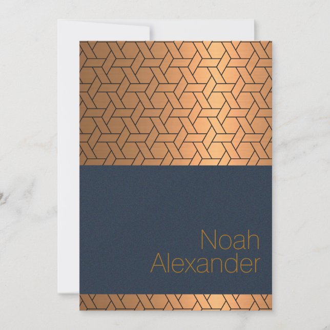 Bar Mitzvah Invitación Blue Gold Magen David (Anverso)