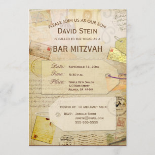 Bar Mitzvah Invitación con tema de viaje