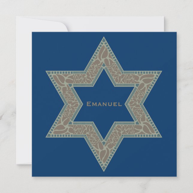 Bar Mitzvah Invitación Emanuel Star David Gold (Anverso)