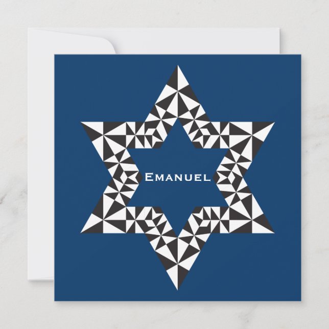 Bar Mitzvah Invitación Emanuel Star David Navy (Anverso)