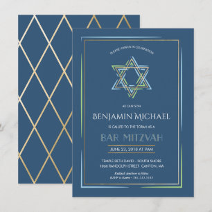 Bar Mitzvah Invitación - Estrella de David con Oro