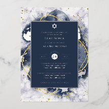 Bar Mitzvah Invitación Real Relieve metalizado Aga