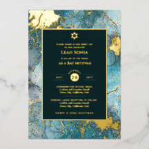 Bar Mitzvah Invitación Real Relieve metalizado Aga