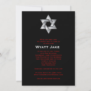 Bar Mitzvah Invitación Wyatt Estrella Judía Negra
